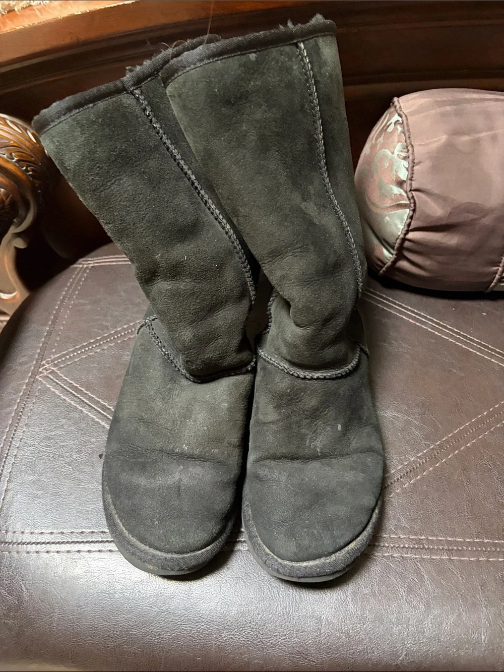 UGG Women's Black Suede Mid-Calf Winter Boots